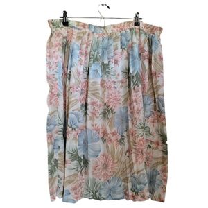 Alfred Dunner Skirt Womens Size 14  Floral Pleated Pull On Modest Elastic Waist